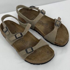 BIRKENSTOCK BIRKI’S Women's Beige Sandals with Buckles SIZE 38 LADIES 7 MEN 5